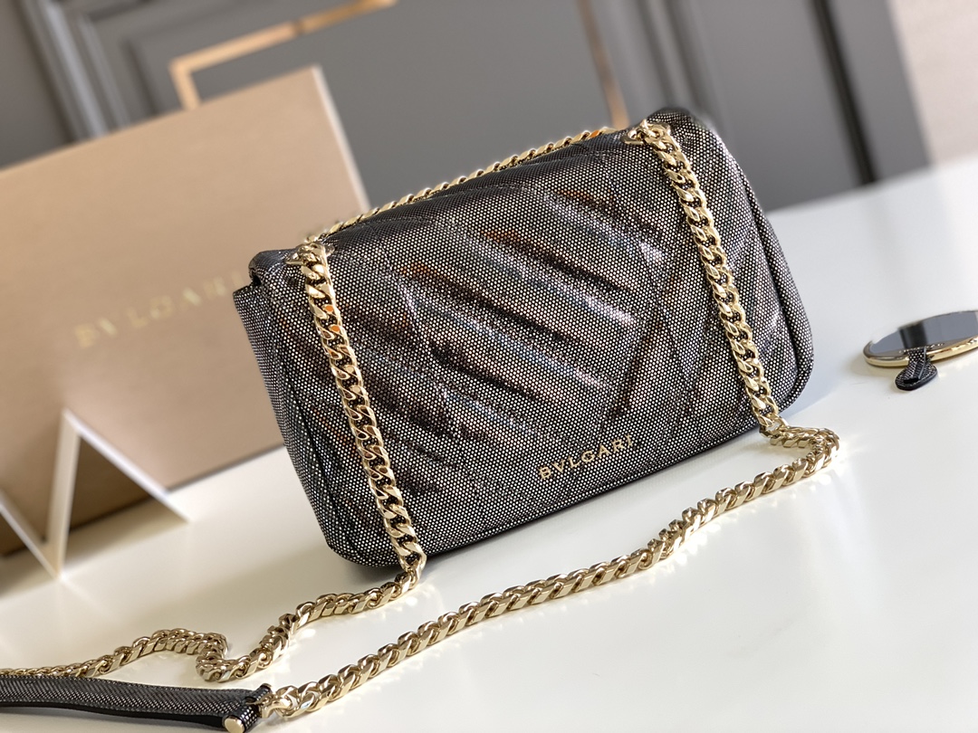 Bvlgari Serpenti Cabochon Crossbody Bag in Black Snake Skin